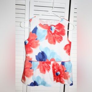 Janie and Jack Floral Sleeveless Blouse - Red and Blue